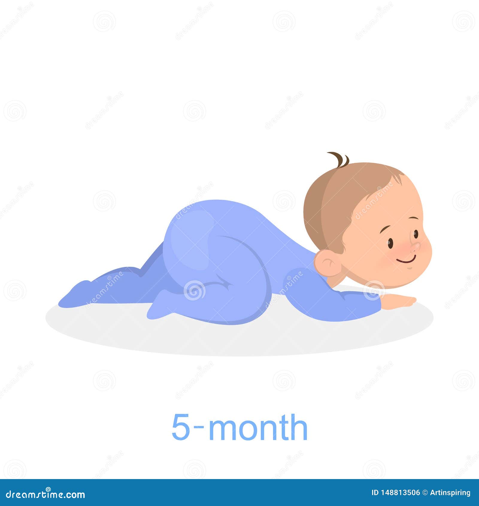 Cute Little Baby Crawling. Five Month Old Child Stock Vector - Illustration  of happy, process: 148813506