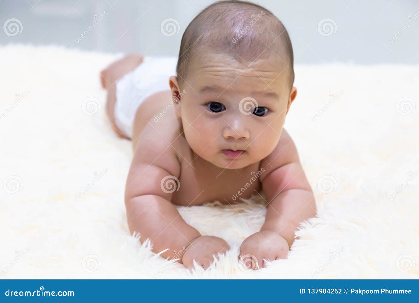 Cute Little Baby Sleeping on Soft Fluffy Stock Photo Image of