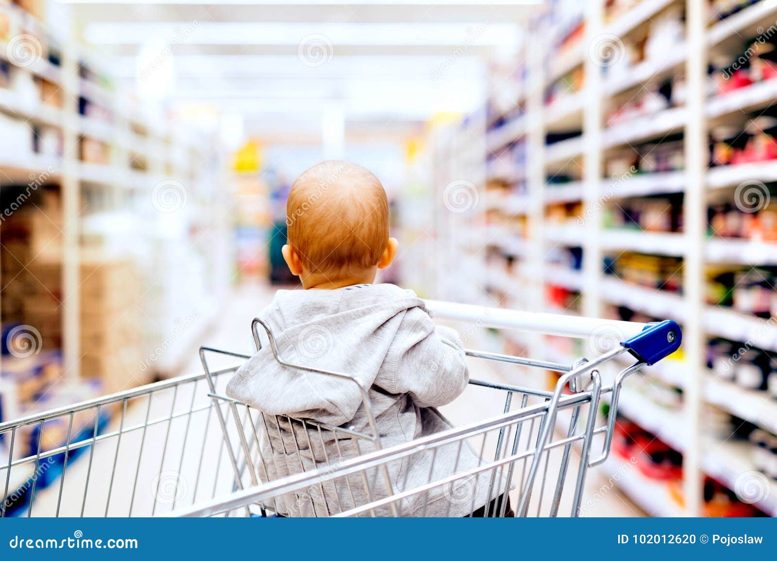 Little Baby Boy At The Supermarket. Stock Photo  Image of grey, inside: 102012620