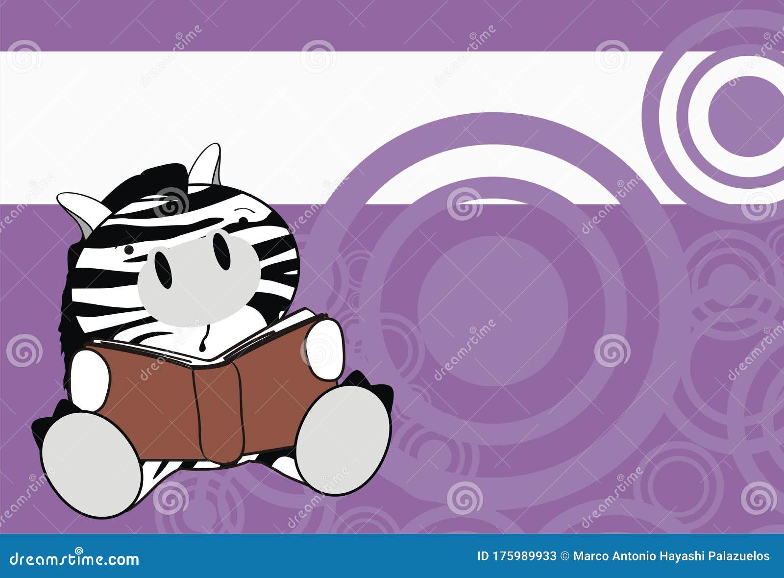 Download Cute Little Baby Zebra Reading Cartoon Background Stock Vector - Illustration of school ...
