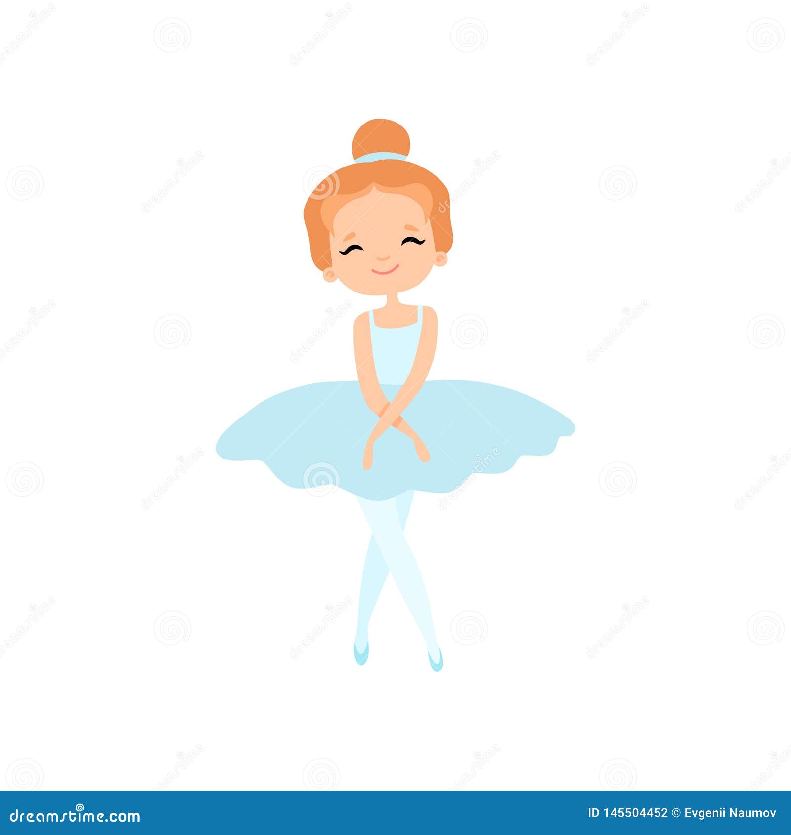 Cute Little Ballerina Character in Light Blue Tutu Dress Vector ...