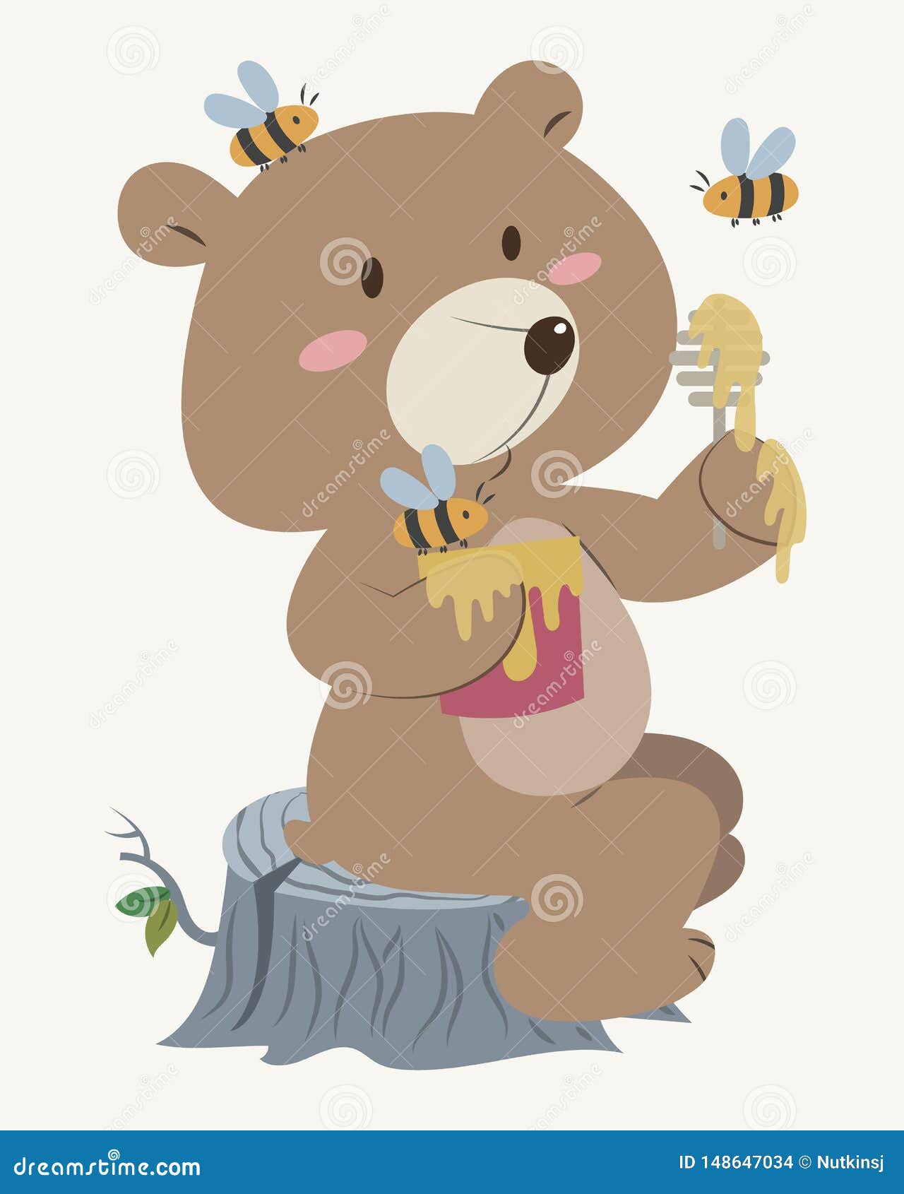 Honey Bear with Bees stock vector. Illustration of pastel - 148647034 Honey Bear with Bees stock vector. Illustration of pastel - 148647034