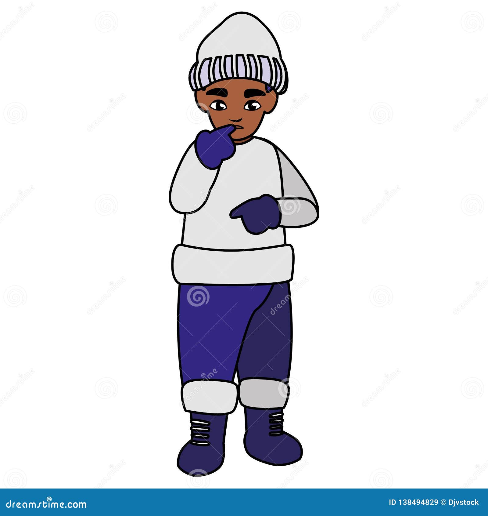 Download Cute Little Black Boy With Winter Clothes Stock Vector ...