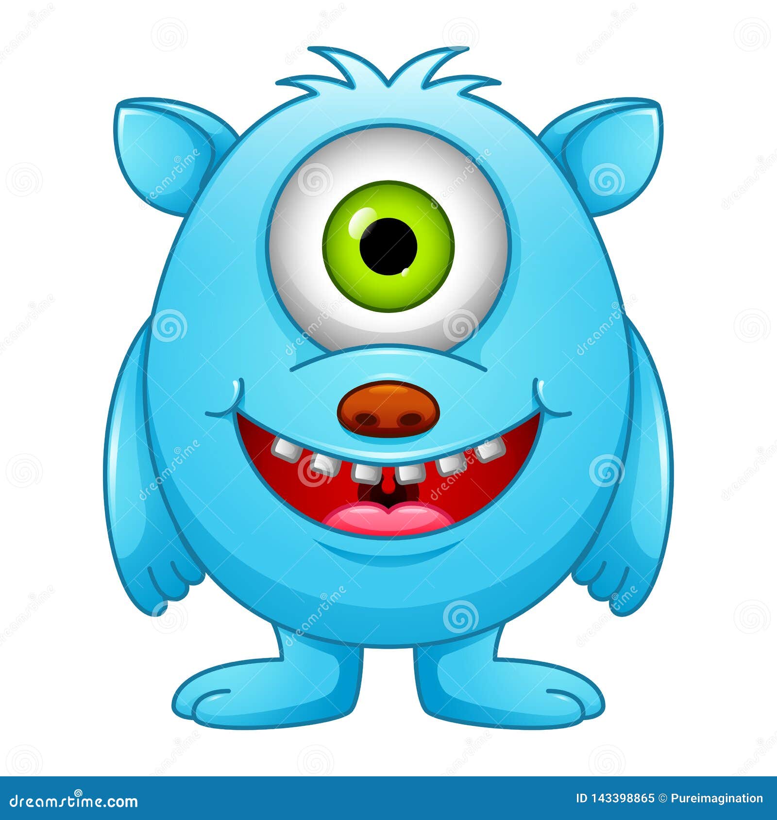 Cute Little Blue Cartoon Monster on White Background Stock Vector -  Illustration of bizarre, icon: 143398865