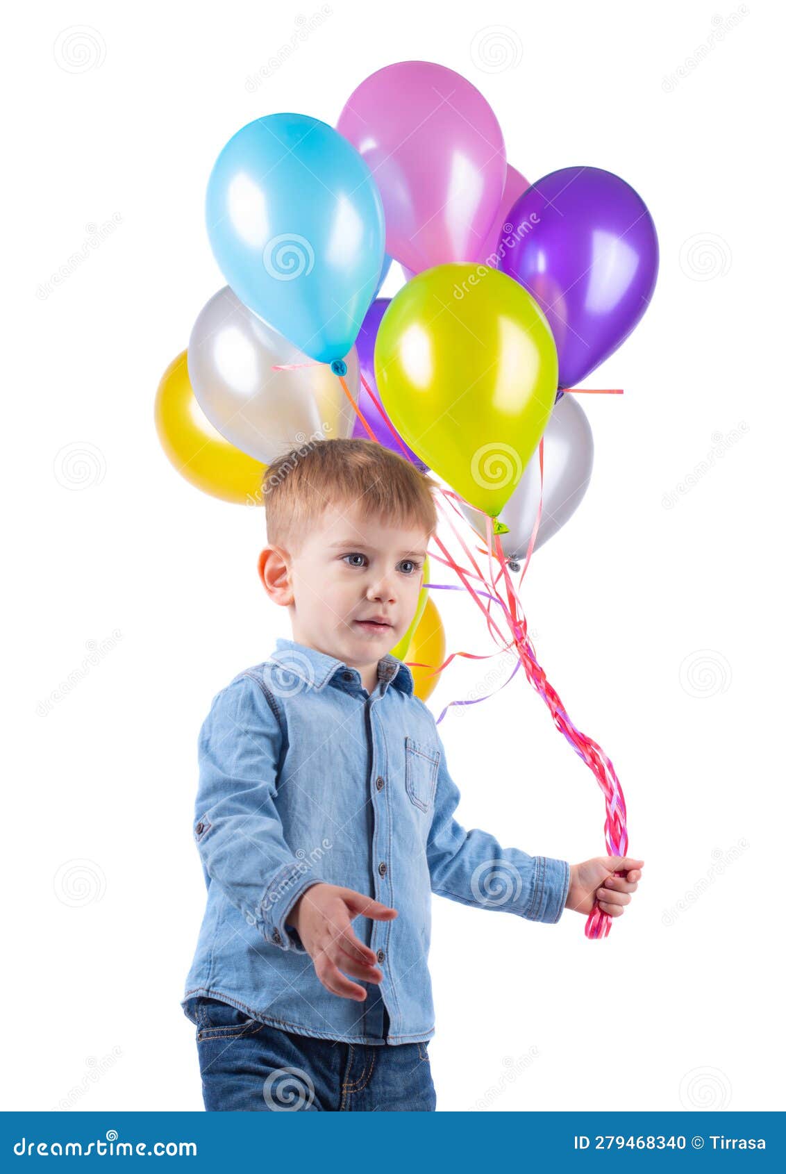 Cute Little Boy with Balloons Stock Photo - Image of lifestyle, think ...