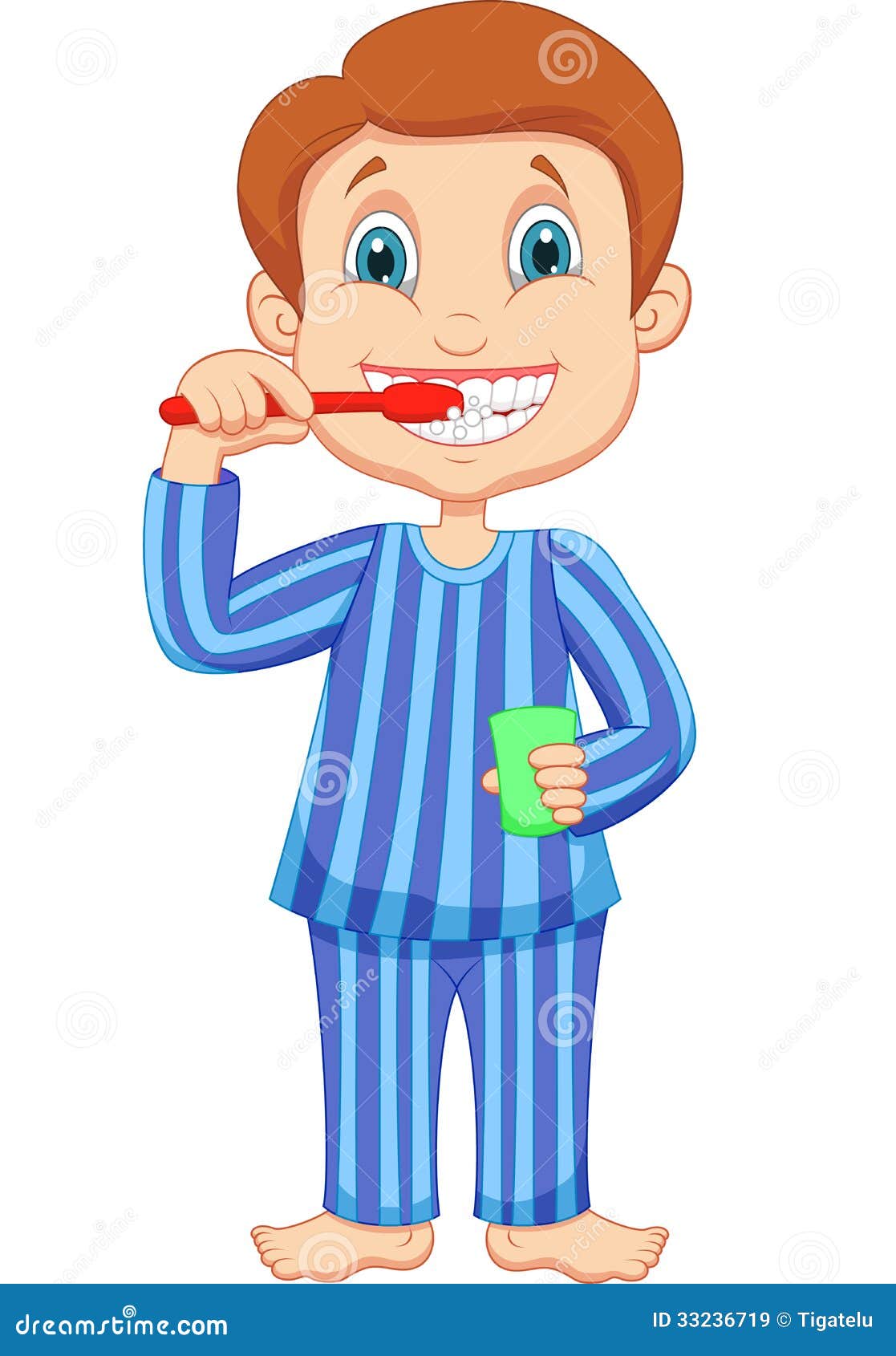 Cute Little Boy Cartoon Brushing Teeth Stock Vector - Illustration of brush,  little: 33236719
