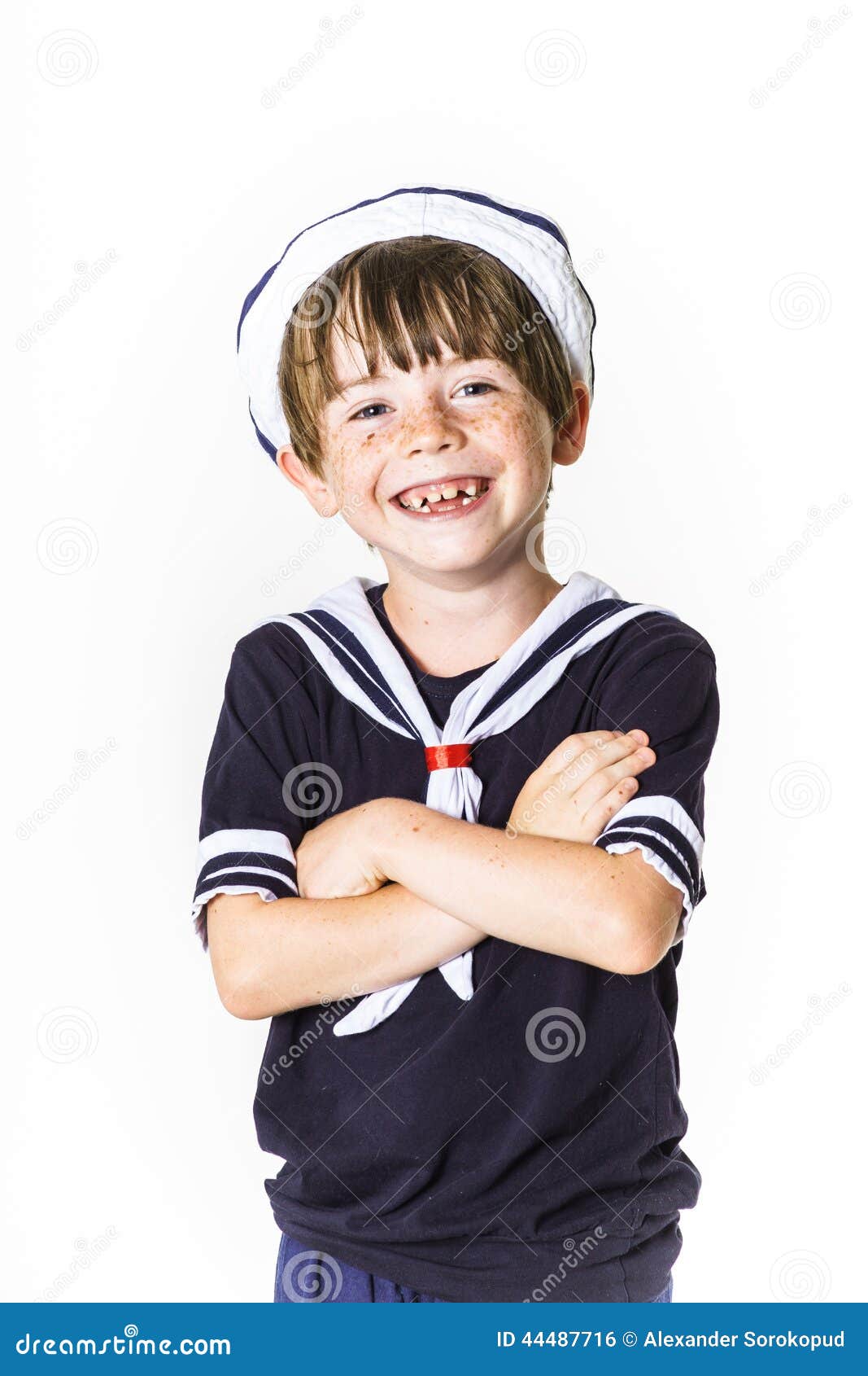 Cute Little Boy Dressed in Sailor Suit Stock Photo Image of freckle