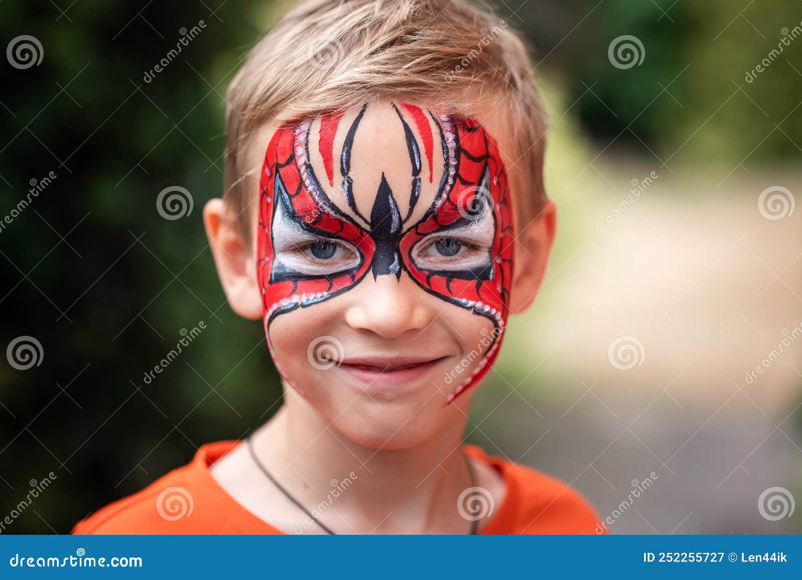 Cute Little Boy with His Face Painted Stock Image - Image of ...