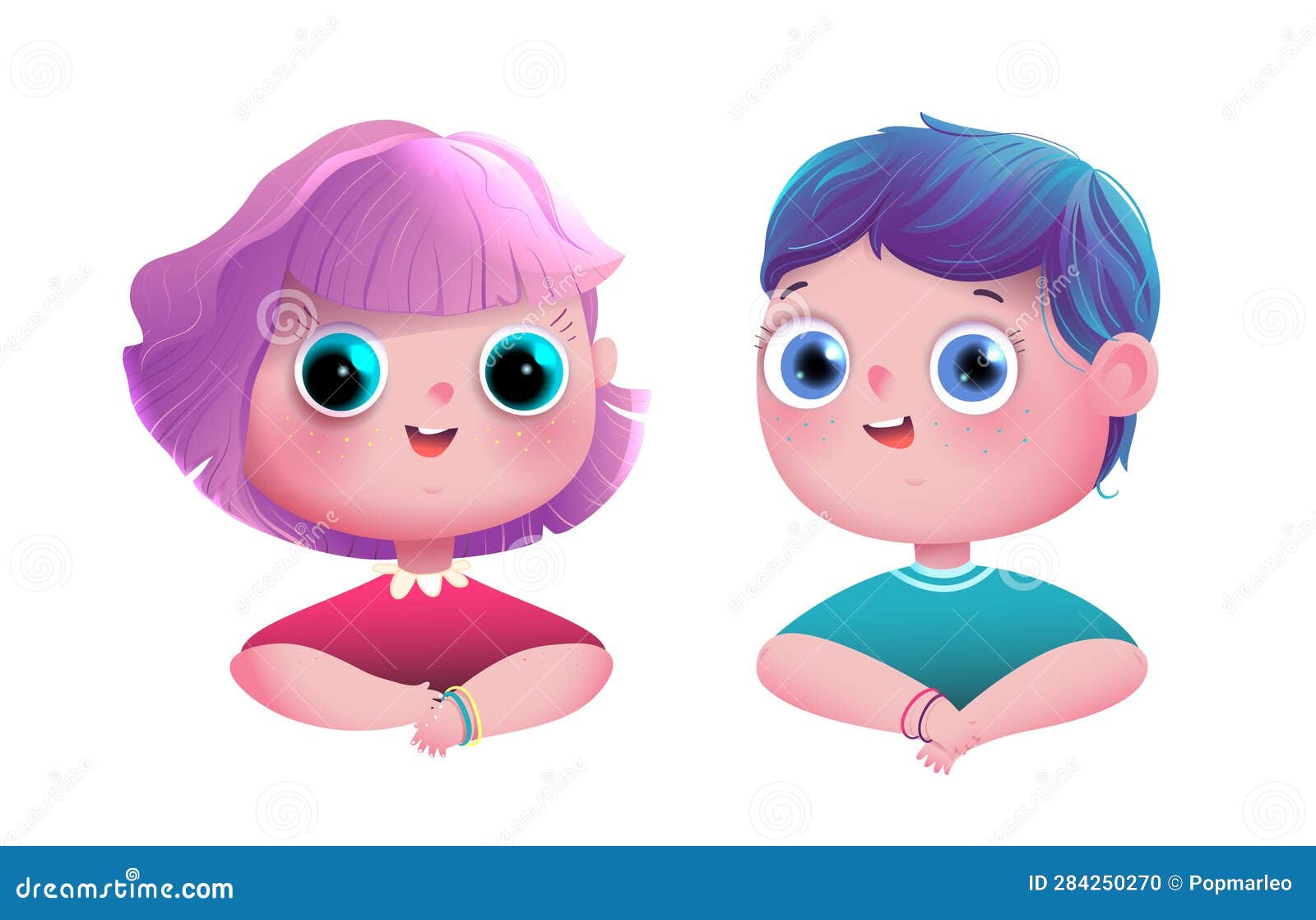 Cute Little Boy and Girl Kids Character Clip Art Stock Vector ...