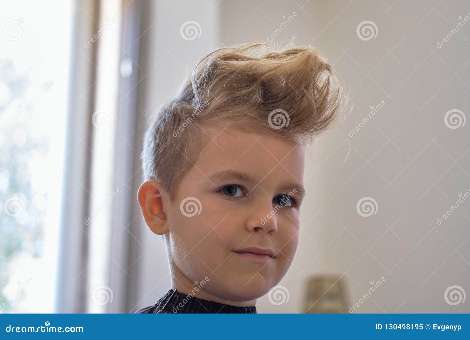 Cute Little Boy with Hairstyle, Sitting at Home Stock Image - Image of  hairstyles, blond: 130498195