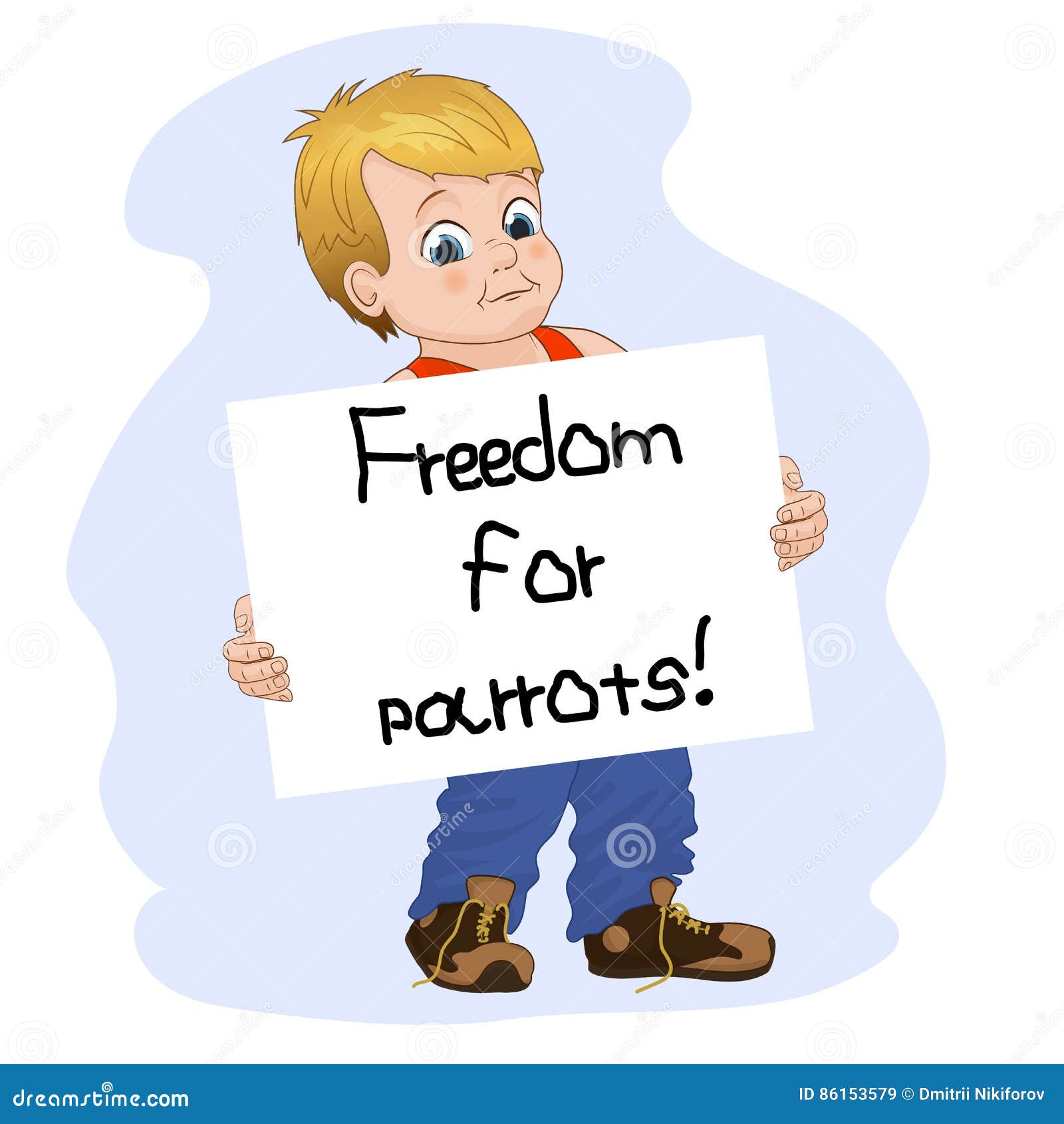 Cute Little Boy Holding Poster. Vector Illustration Stock Vector