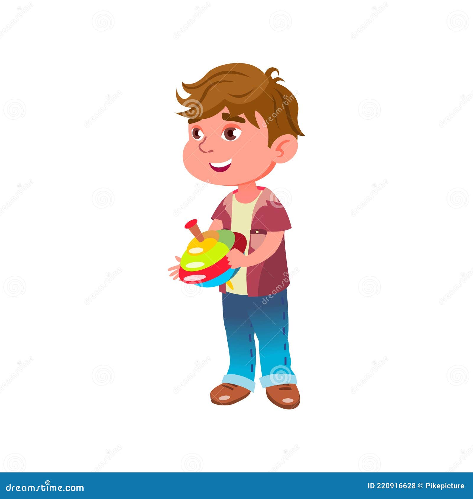 Cute Little Boy Play with Humming Top in Children Room Cartoon Vector Stock  Vector - Illustration of happy, children: 220916628