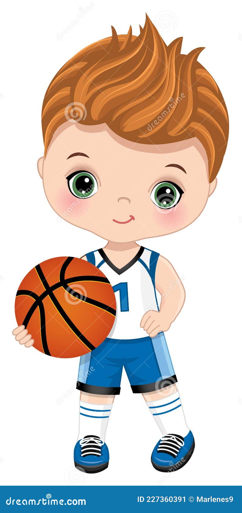 Dessin Animé, Petit Garçon, Tenue, Basket-ball