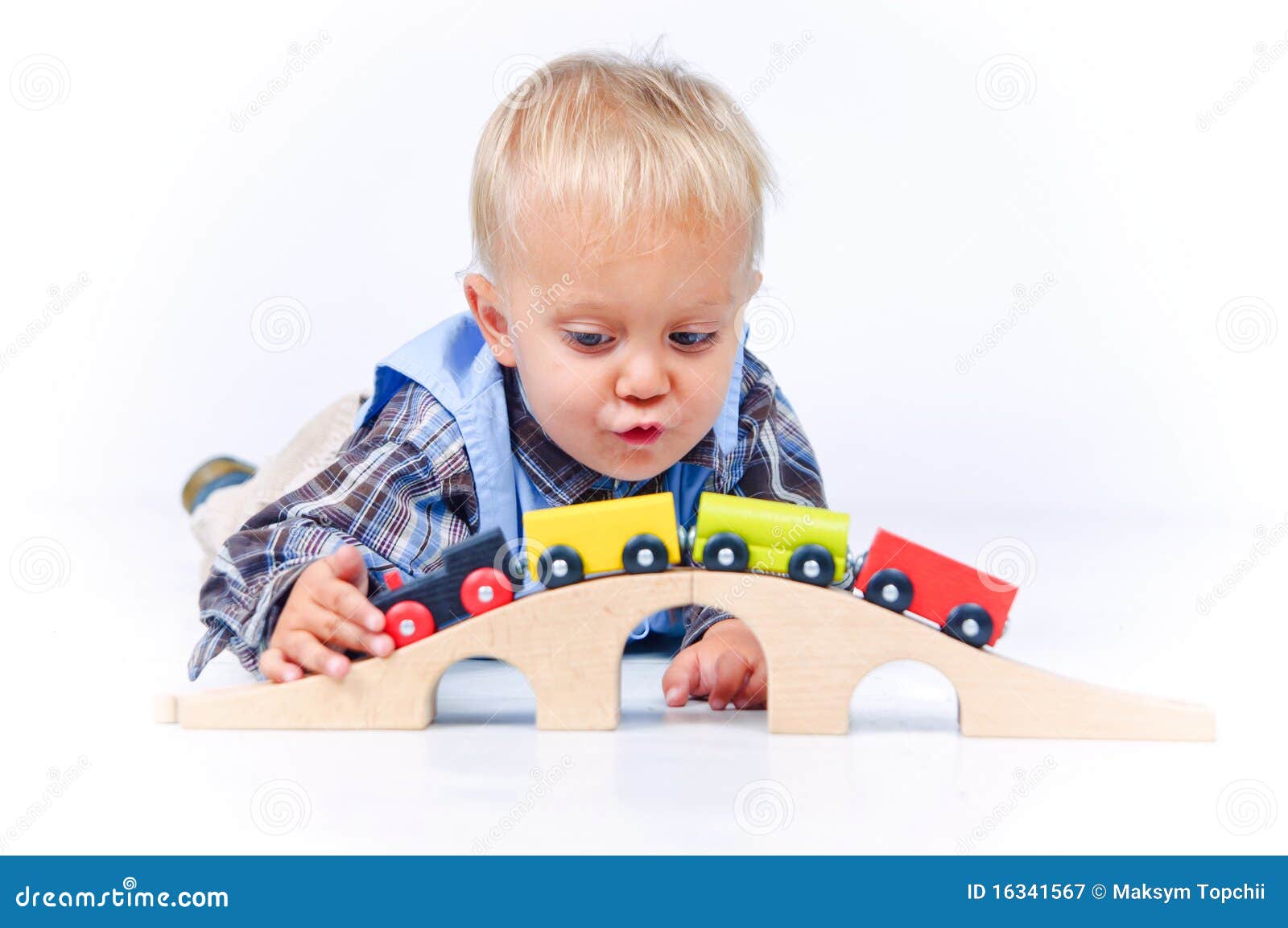 Cute Little Boy Playing Trains Stock Image Image of cute, education