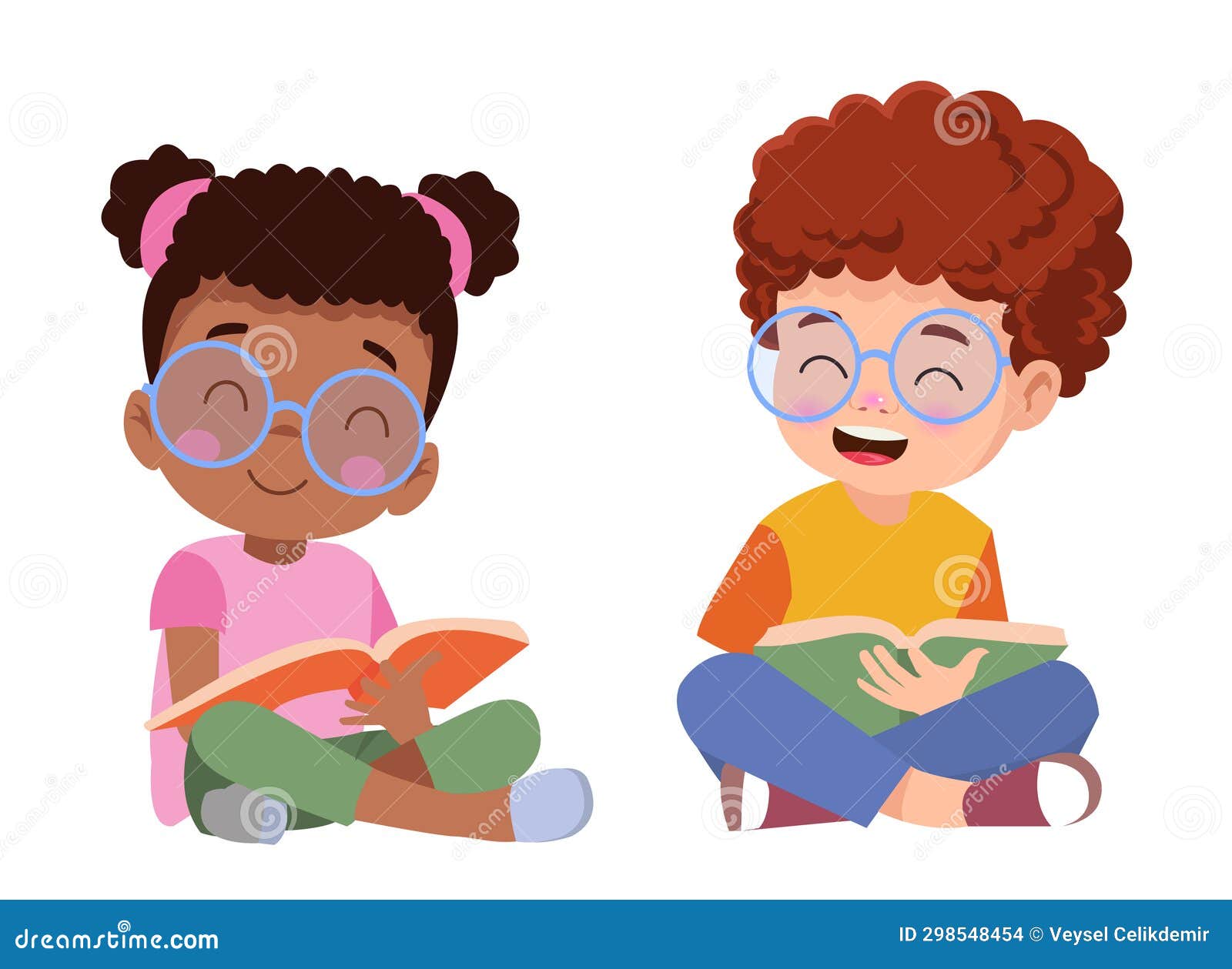 Cute Little Boy Reading Book Illustration Stock Illustration ...