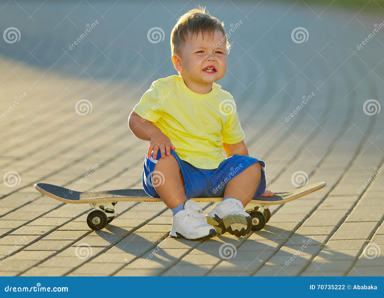 Cute Little Boy with Skateboard Outdoors Stock Photo Image of people