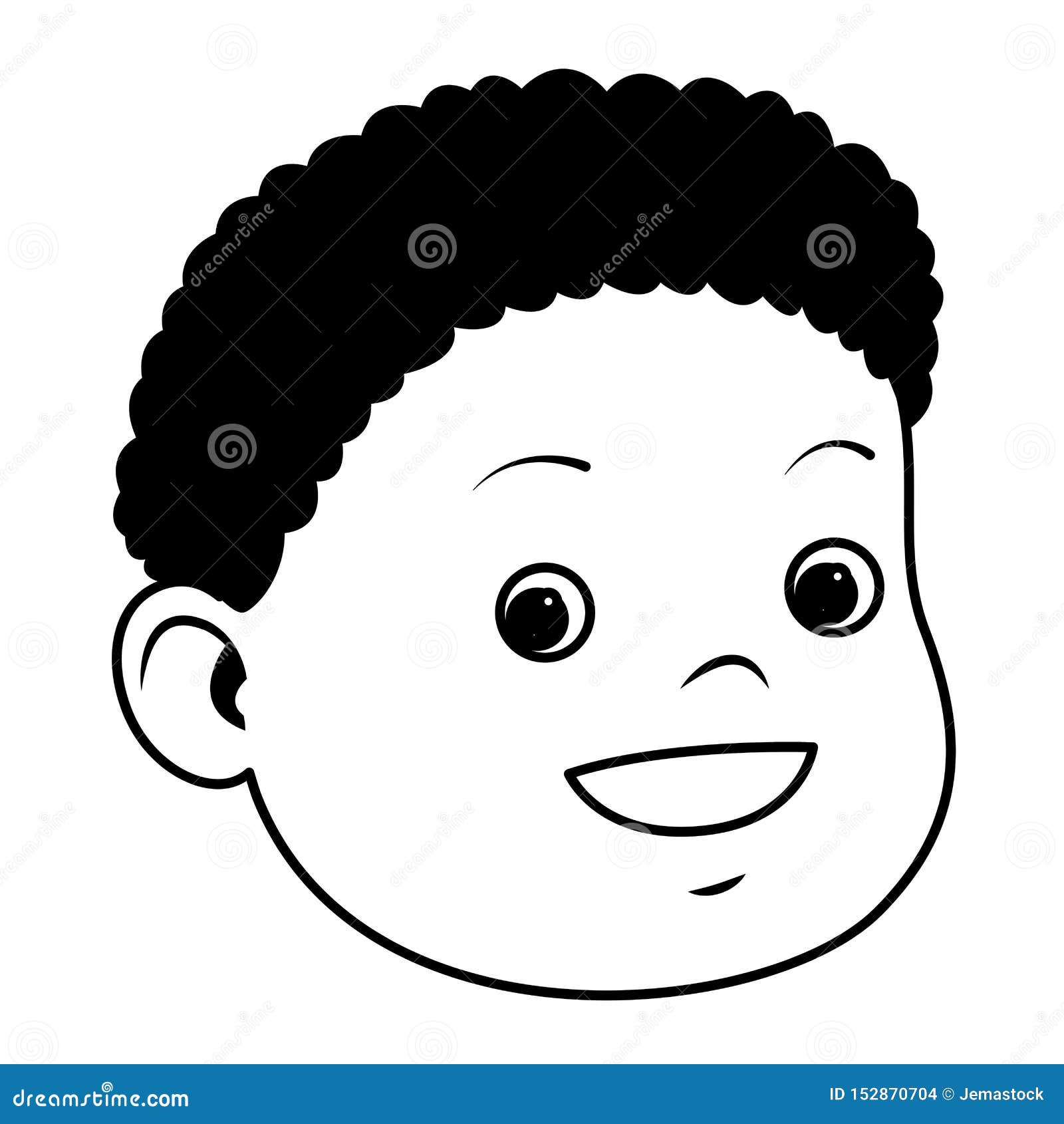 Kind Smiling Boy Face (Black)