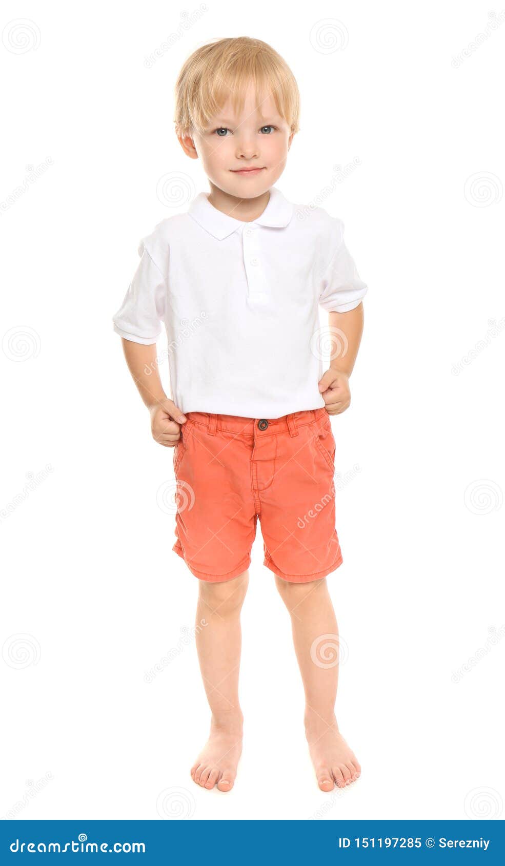Cute Little Boy on White Background Stock Image - Image of positive ...