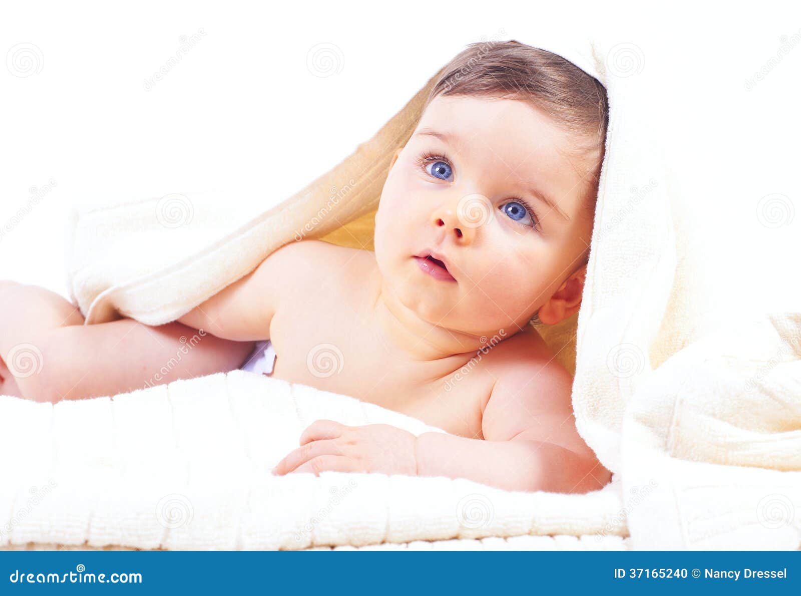 Cute Little Boy in White Towels after Bath Stock Photo Image of pose