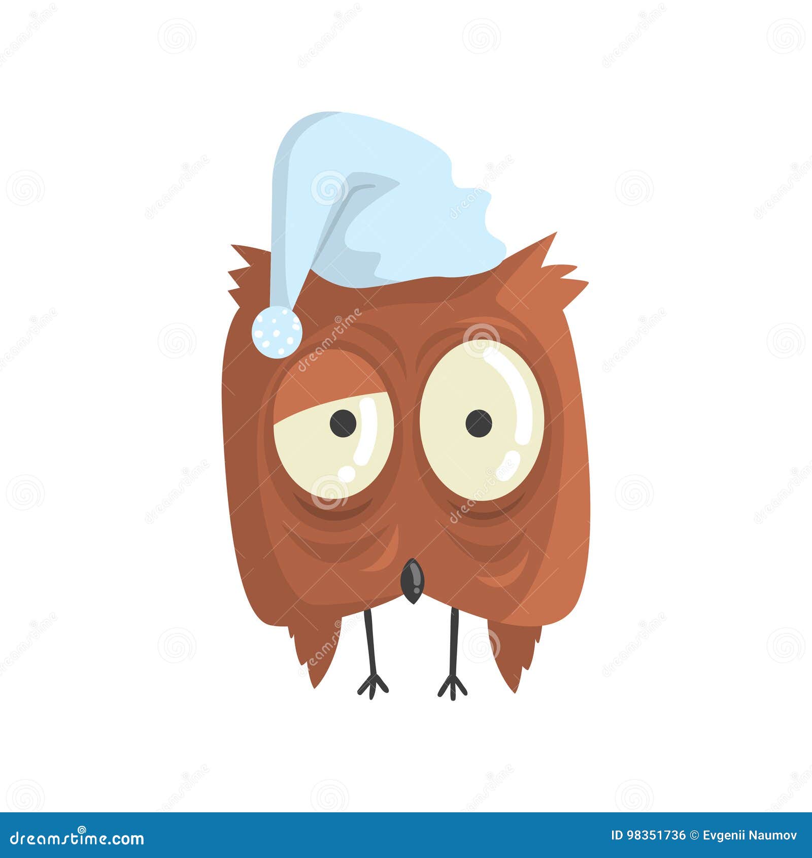 Cute Little Brown Sleepy Chick Bird Standing Colorful Character Vector ...