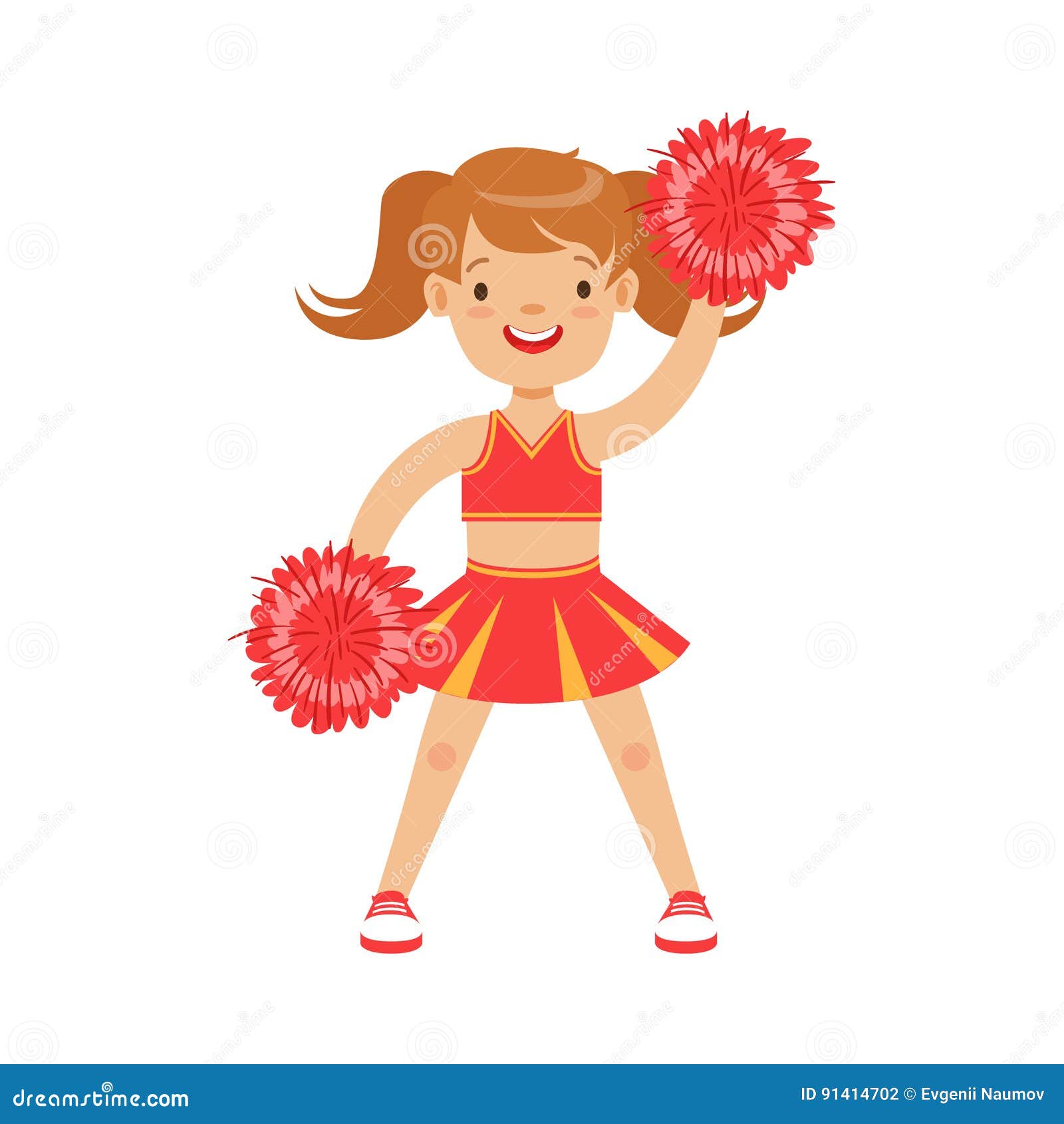 Cheerleader cartoon with pom poms Royalty Free Vector Image