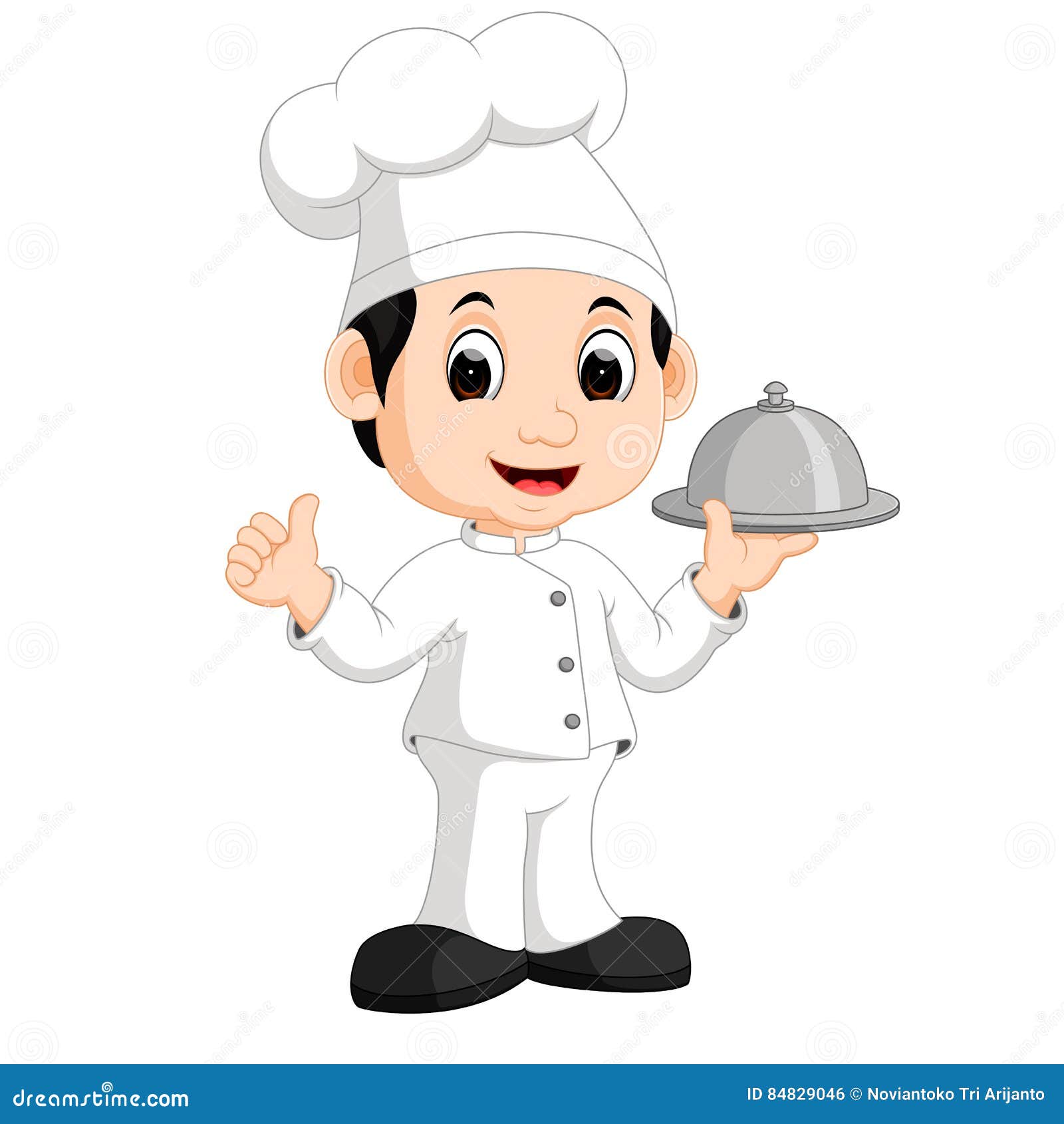 Cute Little Chef Bringing the Dishes Stock Vector - Illustration of ...