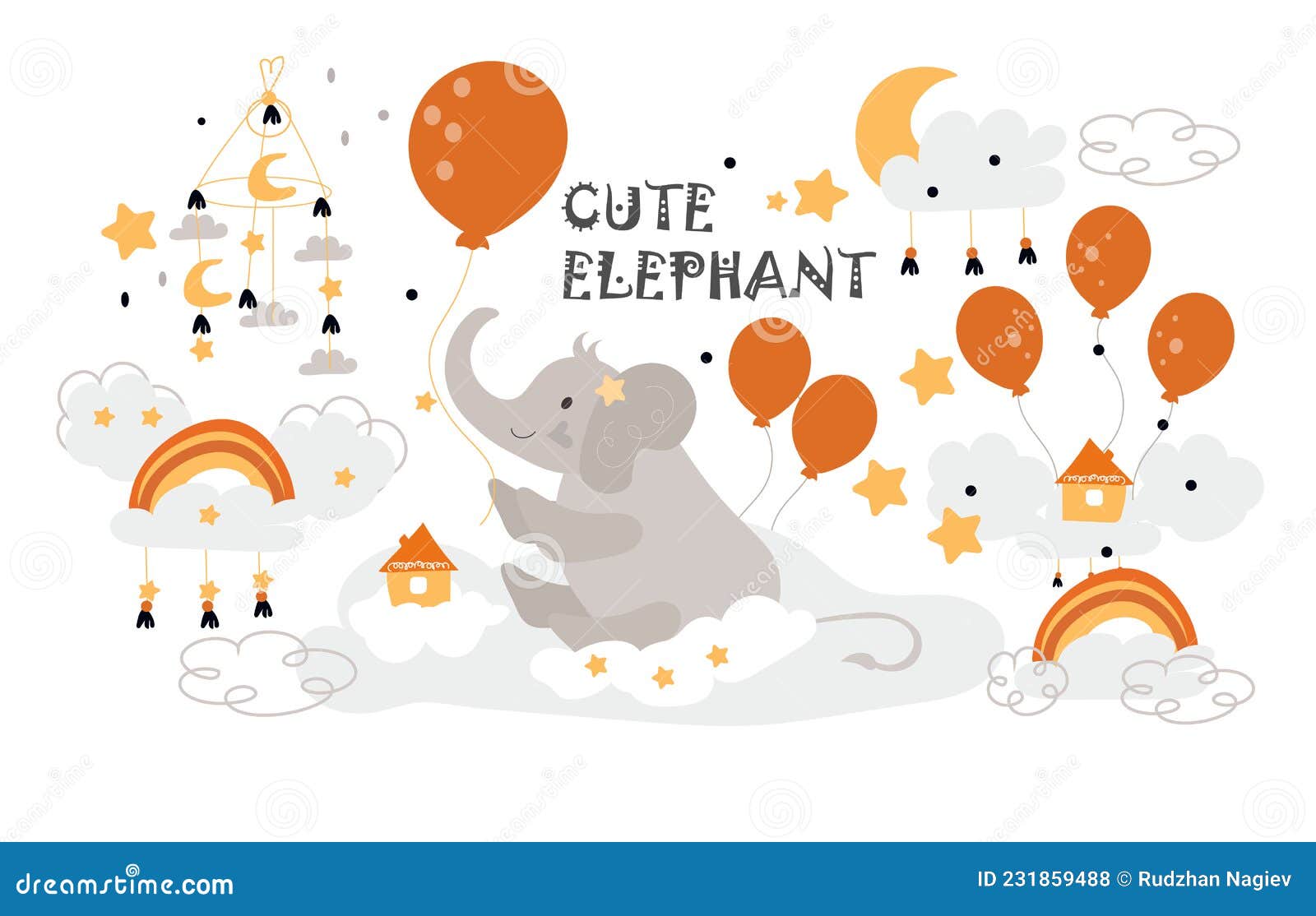 Set Of Elephant Stickers Emoticons For Infographic Vector Illustration ...