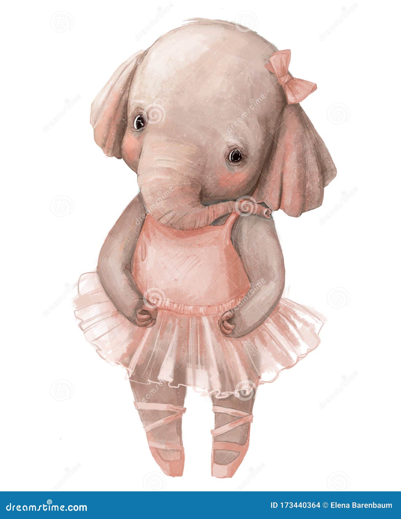 cute little elephant girl with ballerina`s dress