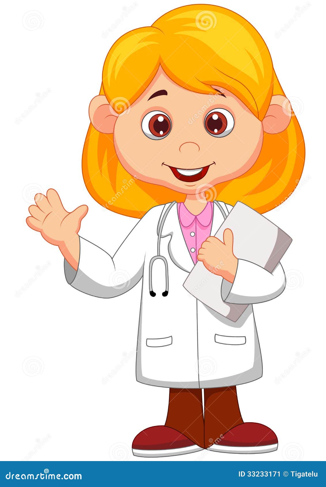Cute Little Female Doctor Cartoon Waving Hand Stock Vector - Illustration  of female, health: 33233171