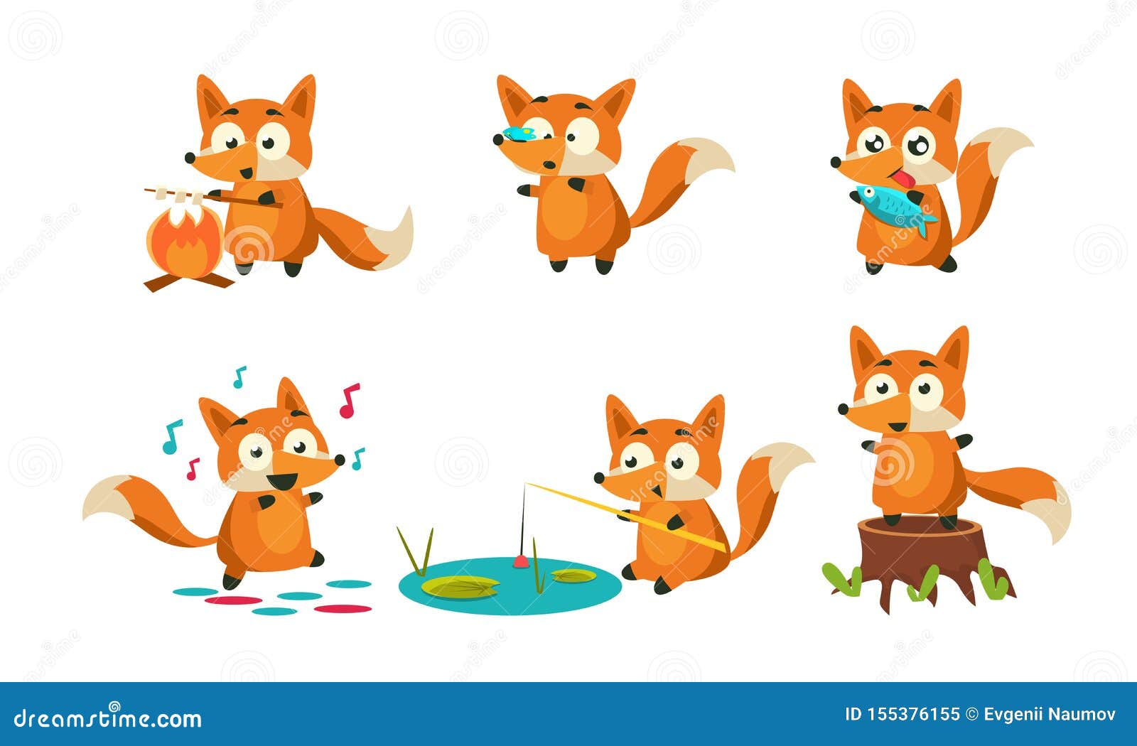 Cute kawaii fox with hot milk Illustration Stock