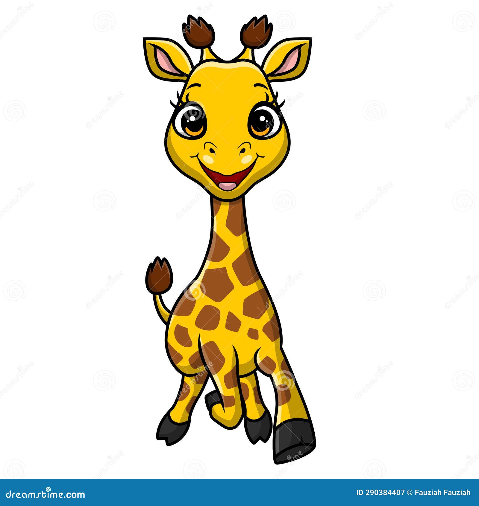 Cute Little Giraffe Cartoon on White Background Stock Vector