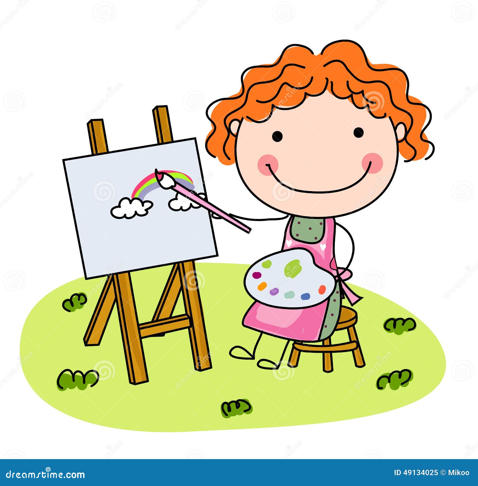 Cute Little Girl Artist stock vector. Illustration of cute - 49134025