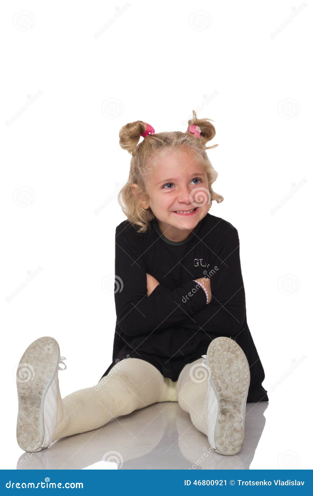 Cute Little Girl in Black Dress Stock Image - Image of isolated ...