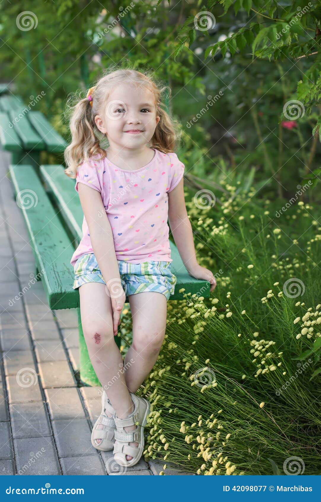 Cute Little Girl with Broken Knees Stock Image - Image of caucasian ...