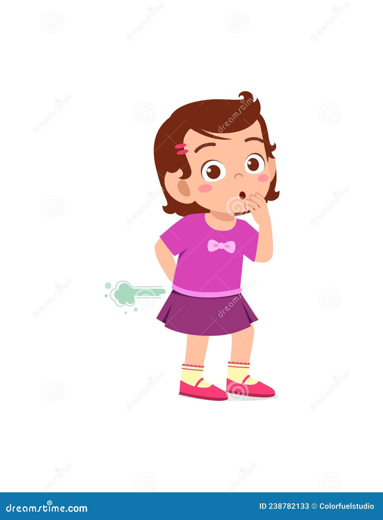Cute Little Girl Can Not Hold and Feel Shame Stock Vector ...
