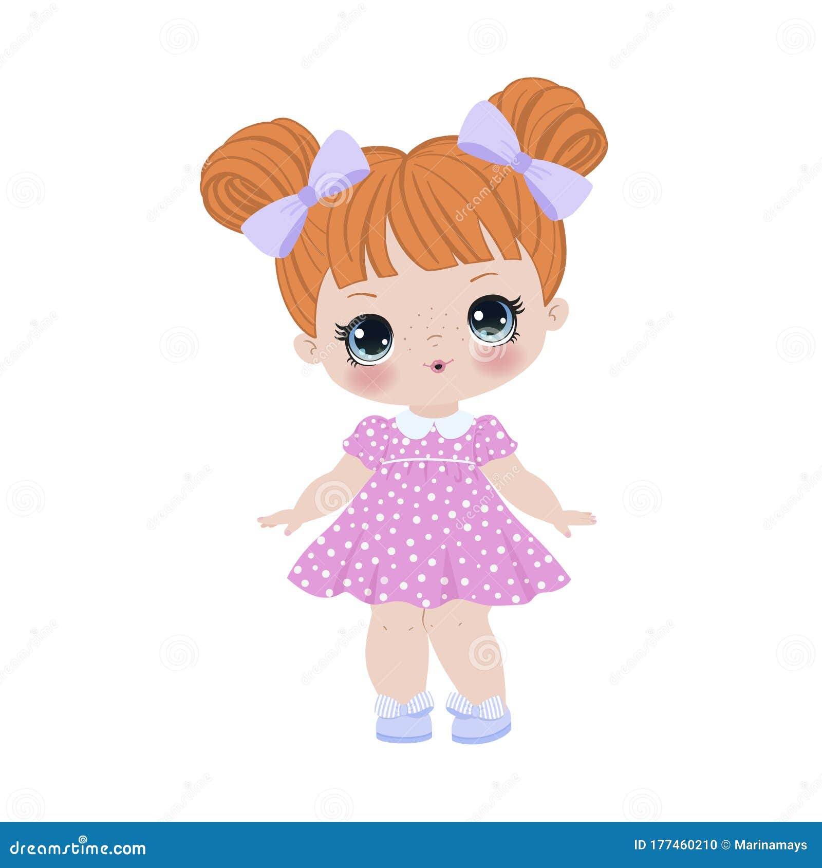 Cute Little Girl. Cartoon Vector Illustration Stock Vector - Illustration  Of Pretty, Pink: 177460210
