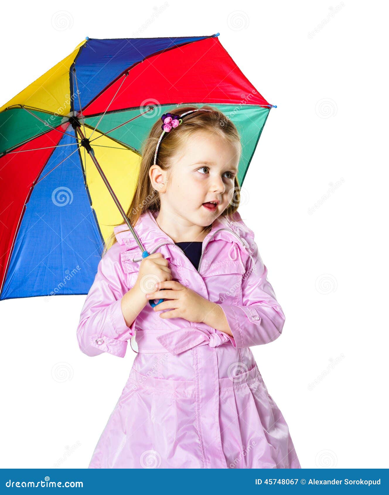 Cute Little Girl with Colorful Umbrella Stock Image - Image of fashion ...