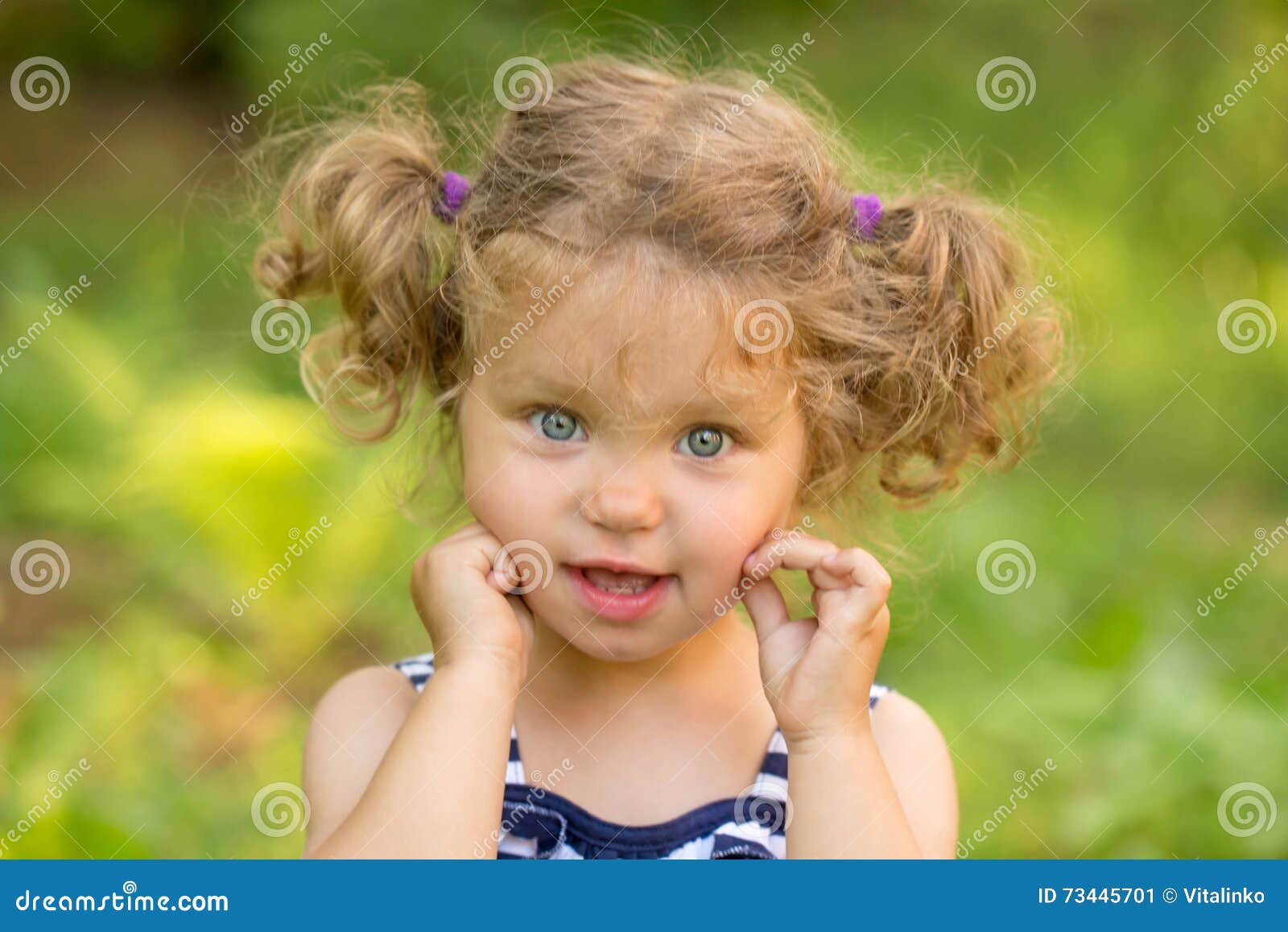 Cute Little Girl With Curly Blond Hair Stock Image Image Of