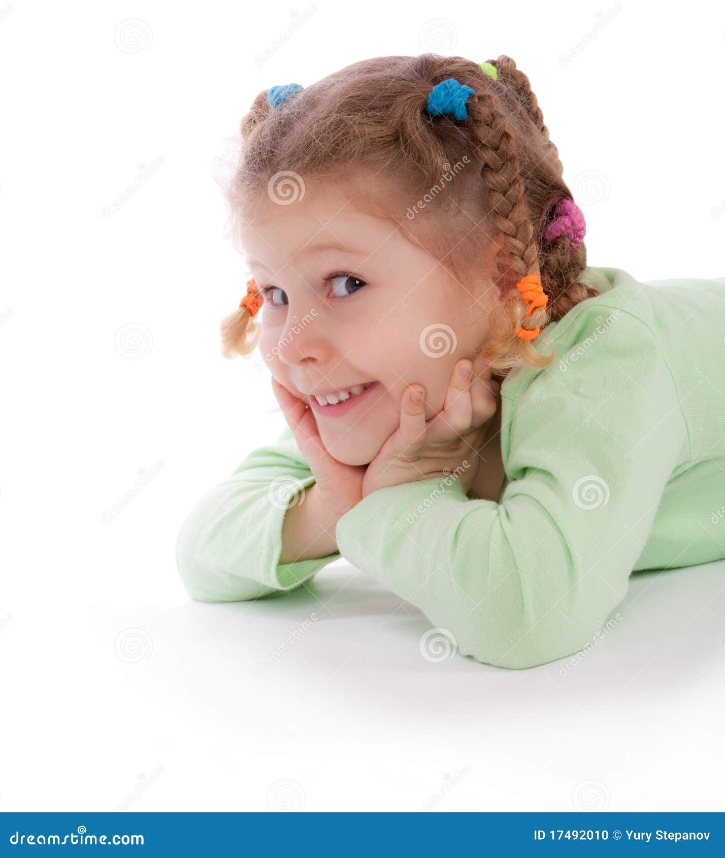 Cute Little Girl on the Floor Stock Photo - Image of dreams, cutie ...