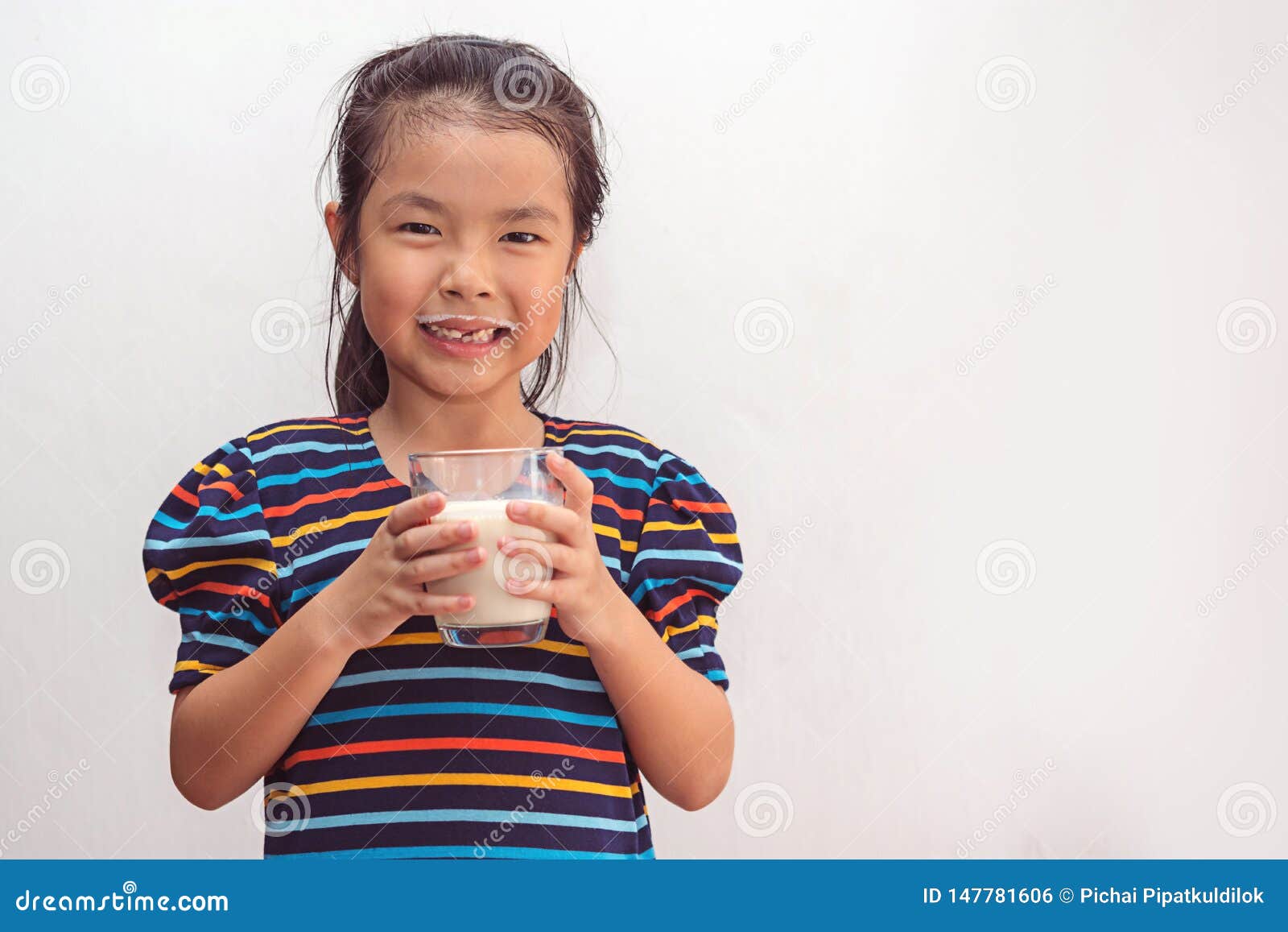 Cute Little Girl With Glass Of Milk Stock Photo Image Of Female