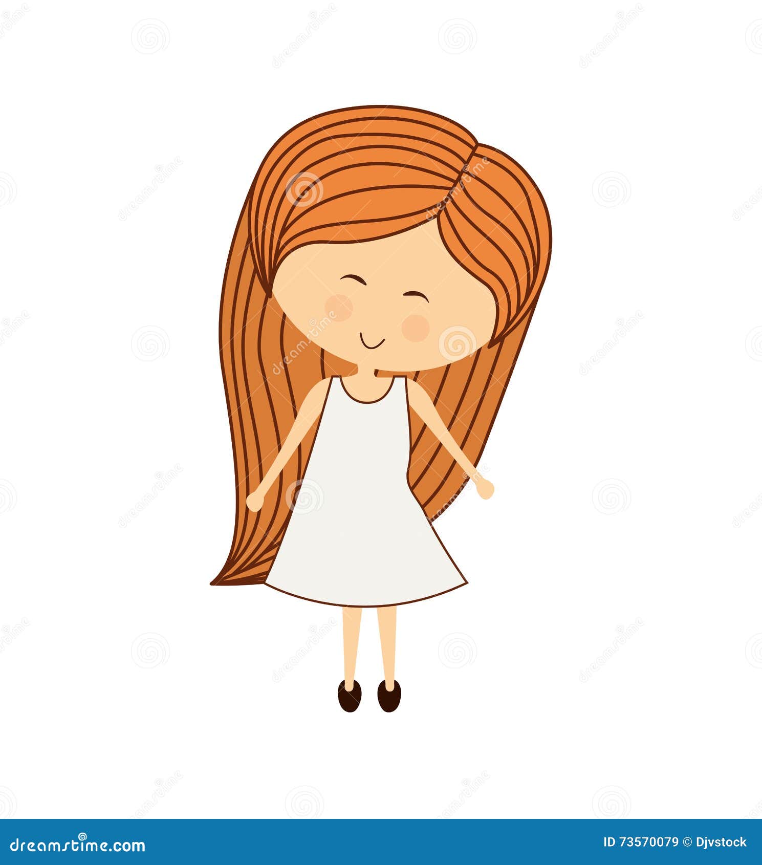Cute Little Girl with Long Hair Stock Vector - Illustration of heart, face:  73570079