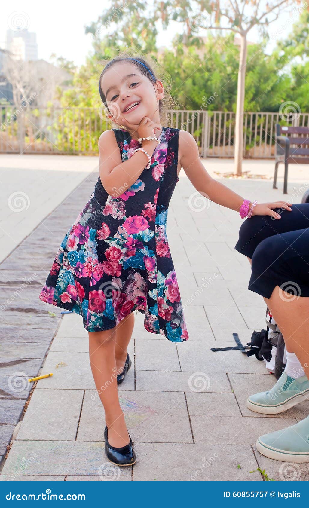 Portrait Of Cute Little Girl Posing In Beautiful Dress Stock Photo, Picture  and Royalty Free Image. Image 60505683.