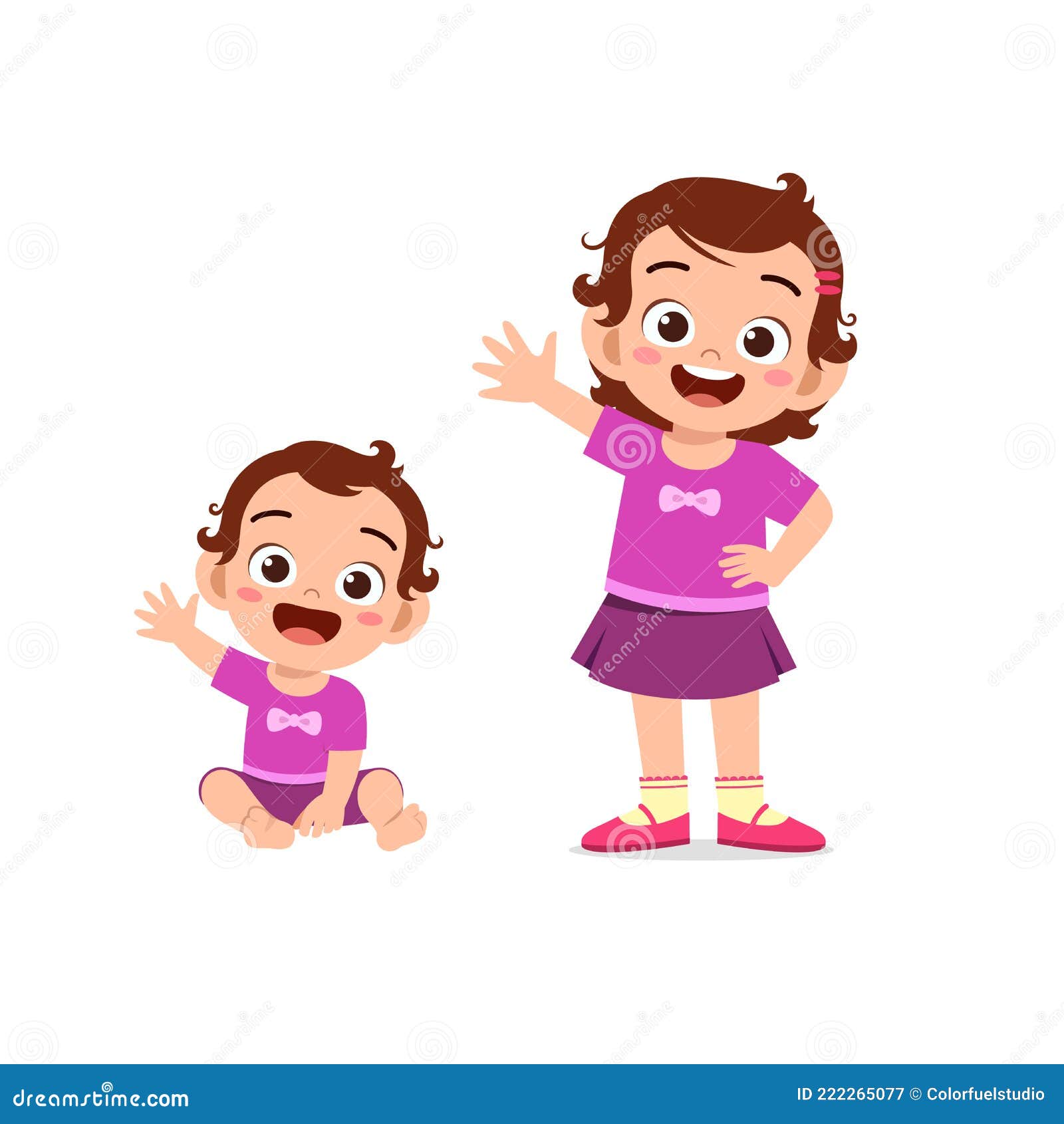 Cute cheerful smiling cartoon girl showing thumb up sign gesture. Funny  cartoon kid character of a little kawaii girl with glasses and pink anime  hairs. Two poses. 3D render Stock Illustration