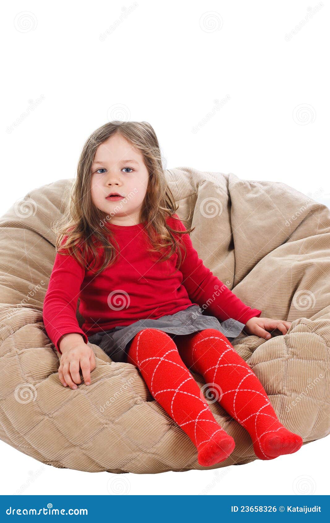 Happy Little Girl Sitting Stock Image Image Of Closeup 25213217