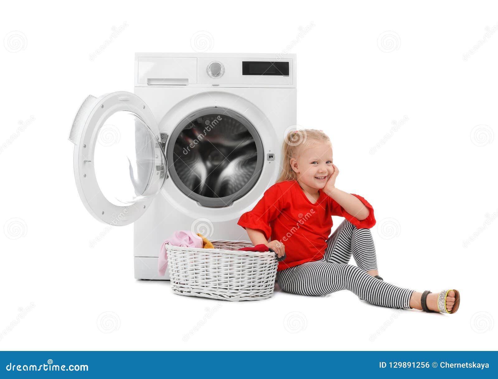 Girl Sitting On Washing Machine