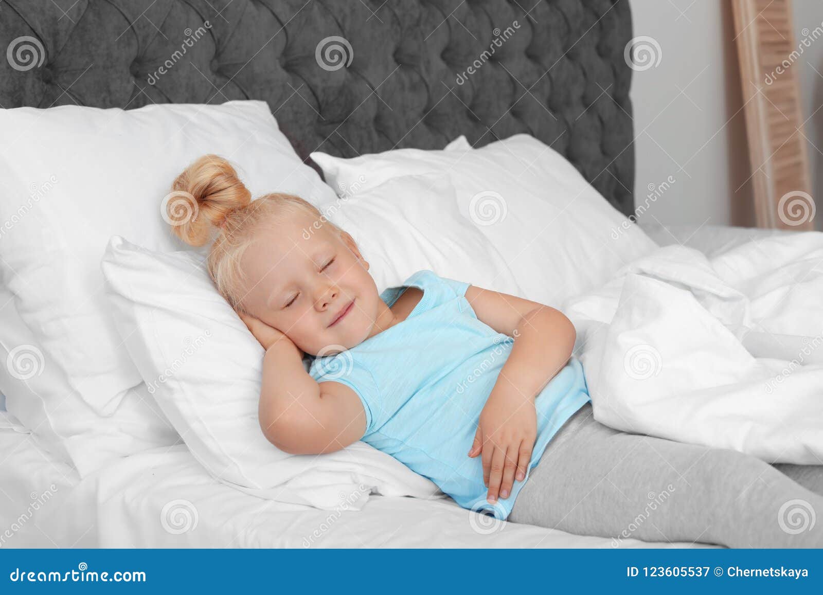 Cute Little Girl Sleeping in Bed. Stock Image Image of caucasian