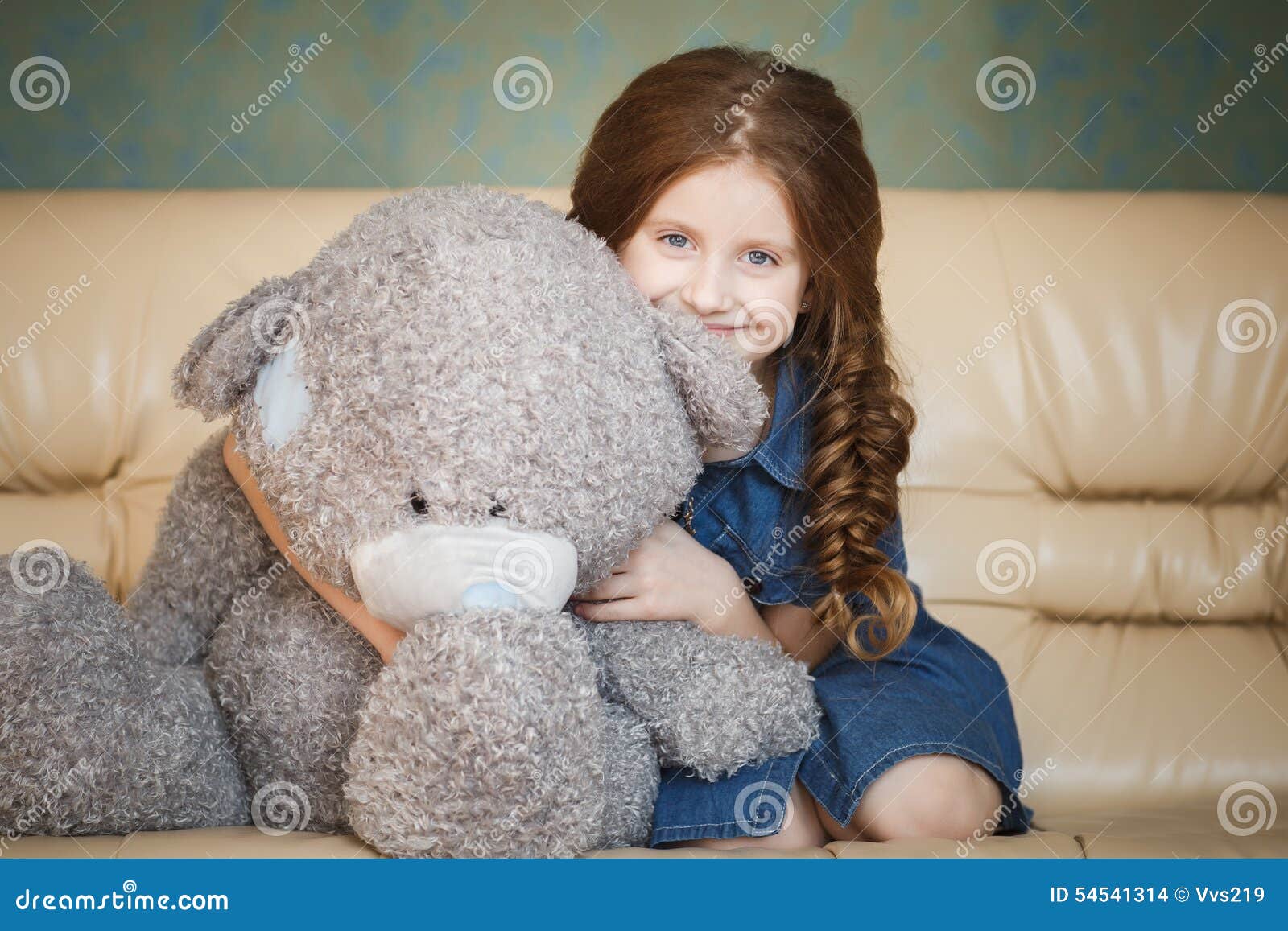 Cute Little Girl with Teddy Bear Stock Photo - Image of hugging, love ...