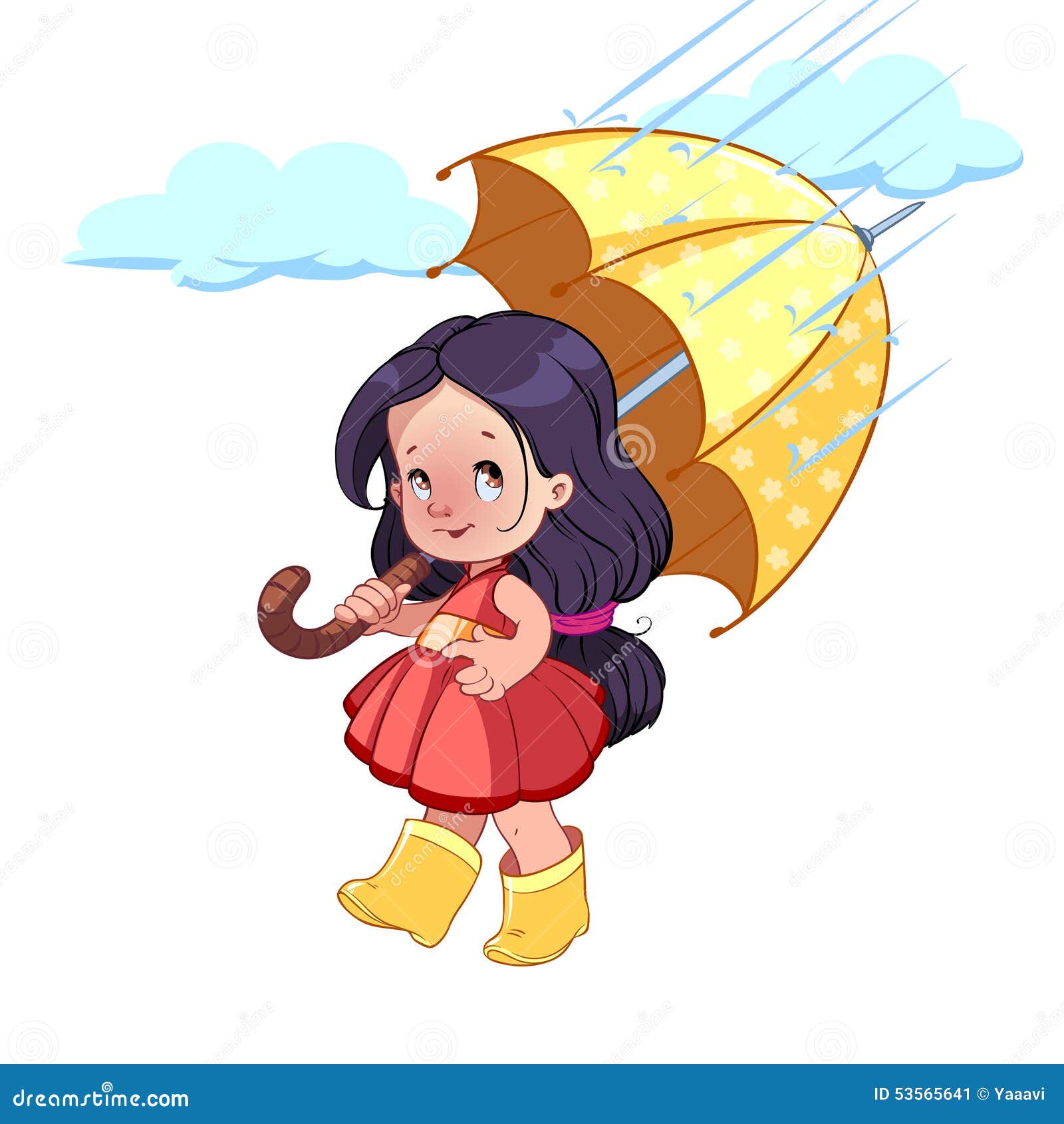 Cute Little Girl with Umbrella Stock Vector - Illustration of female ...