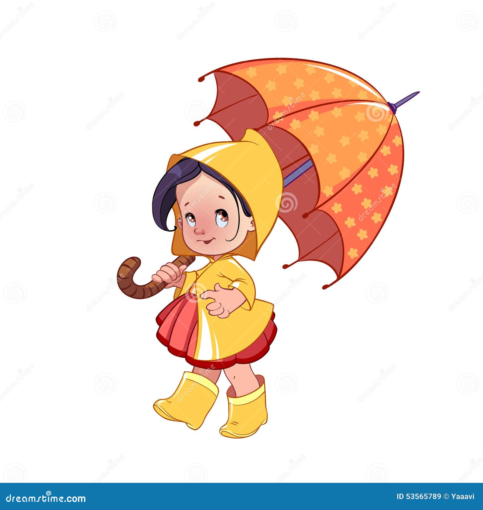 Cute Little Girl with Umbrella Stock Vector - Illustration of autumn ...