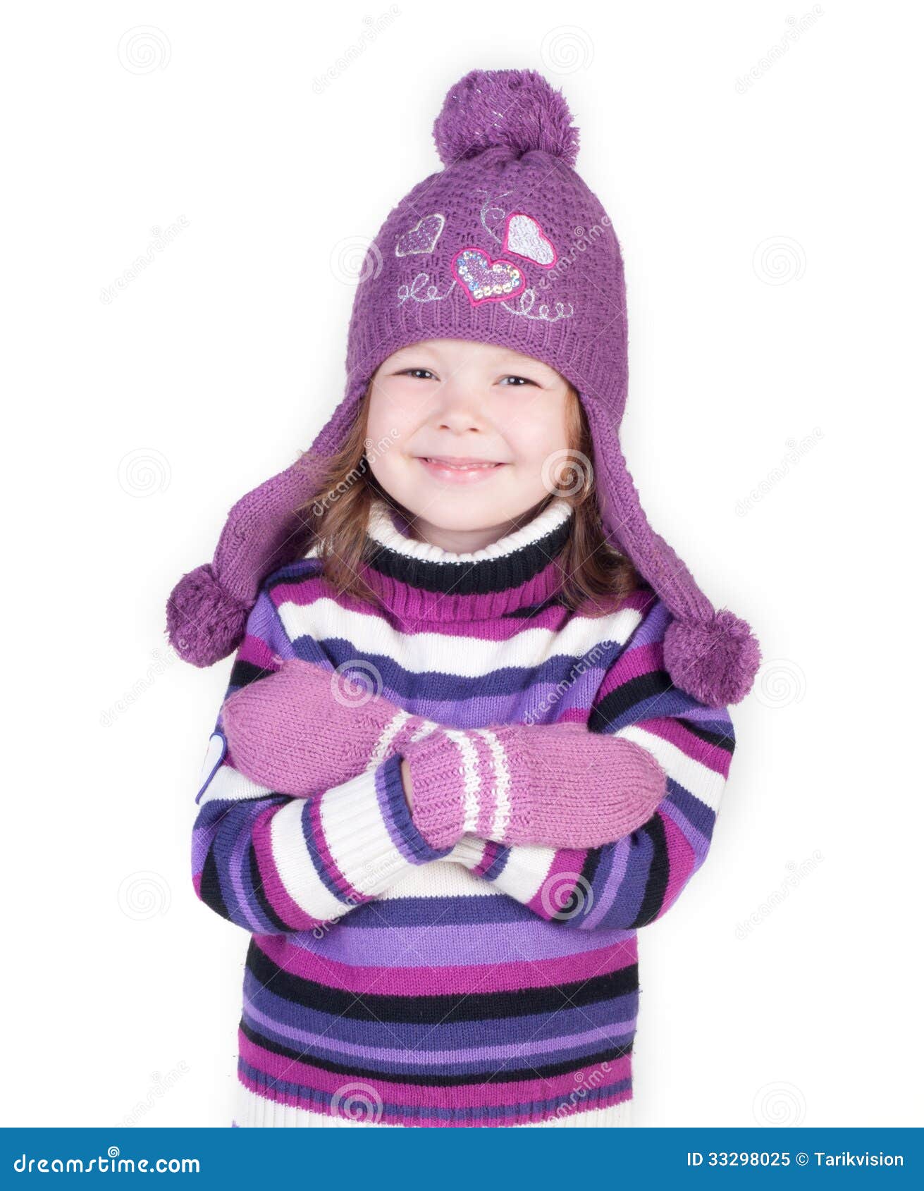 Cute Little Girl in Warm Clothes Stock Image - Image of positive ...